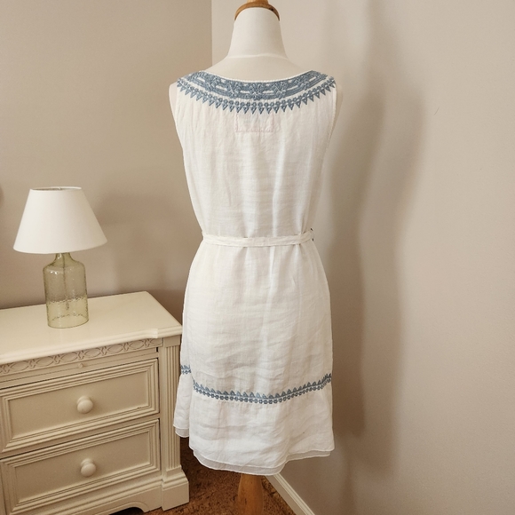 JOHNNY WAS LINEN EMBROIDERED LINED DRESS - Picture 5 of 9